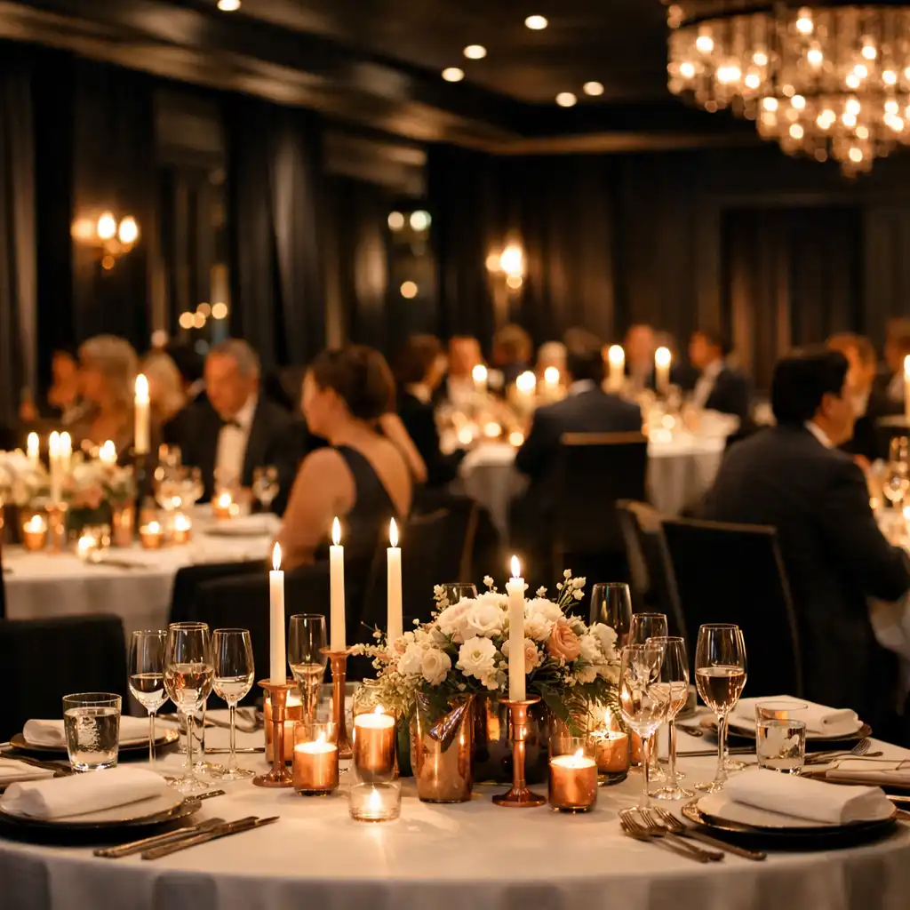 Dîner de gala d’entreprise dans une salle élégante